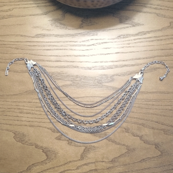 Multi String Choker Style Bronze / Aged Brass Vintage Necklace (17” Length) - Picture 8 of 16